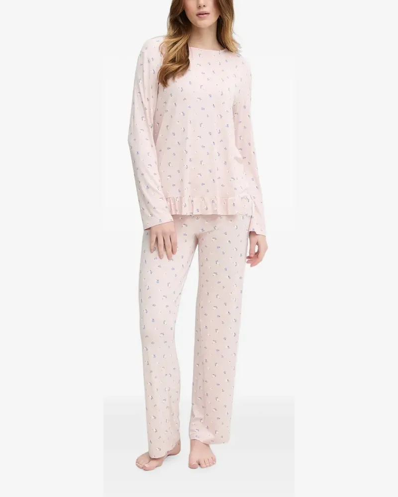 Benetton Gerüschtes Nachtwäsche-Set mit Blumenprint - Rosa Rosa