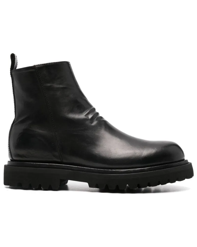 Officine Creative Italia Stiefel mit Knitteroptik - Schwarz Schwarz