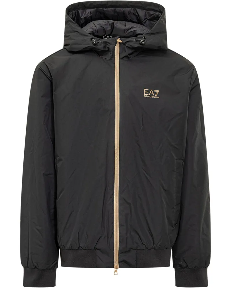 EA7 Jacke mit Logo-Print - Schwarz Schwarz