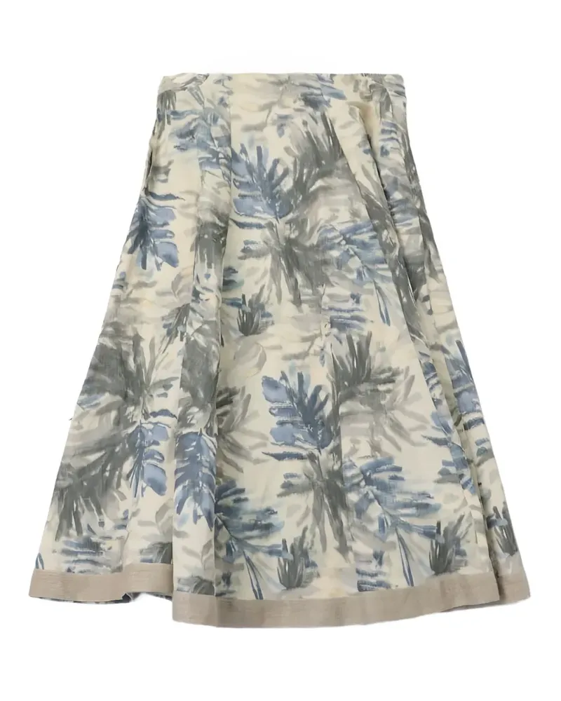 Gentry Portofino floral-print pleated midi skirt - Nude Nude