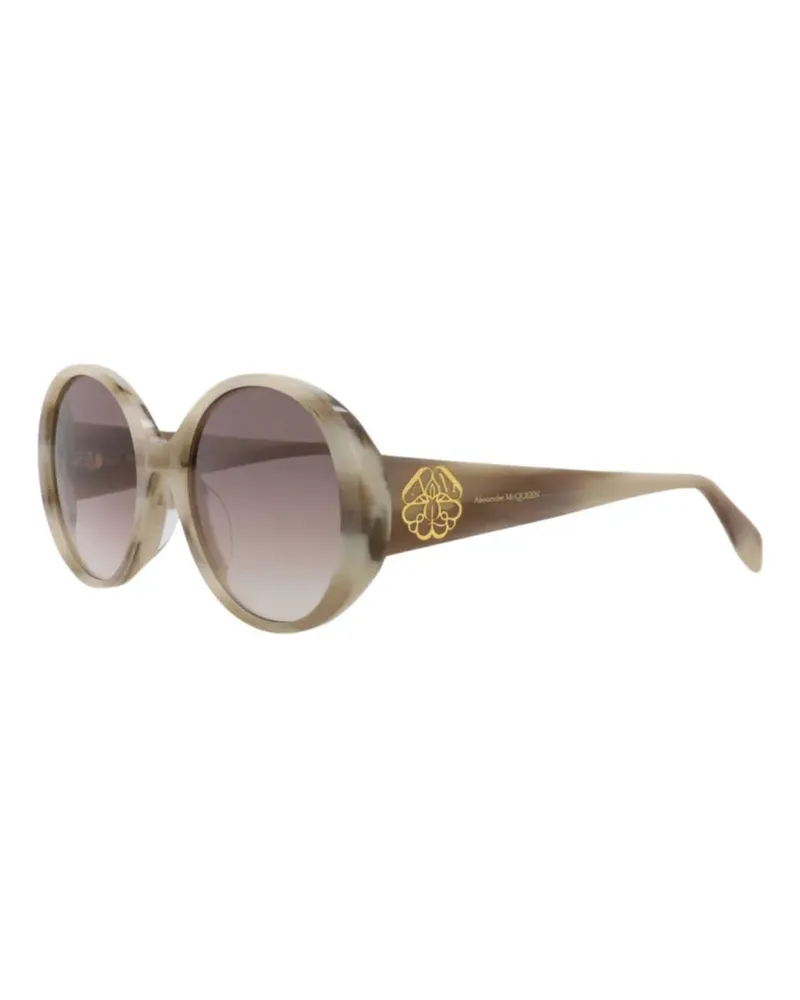Alexander McQueen Sonnenbrille mit rundem Gestell - Nude Nude