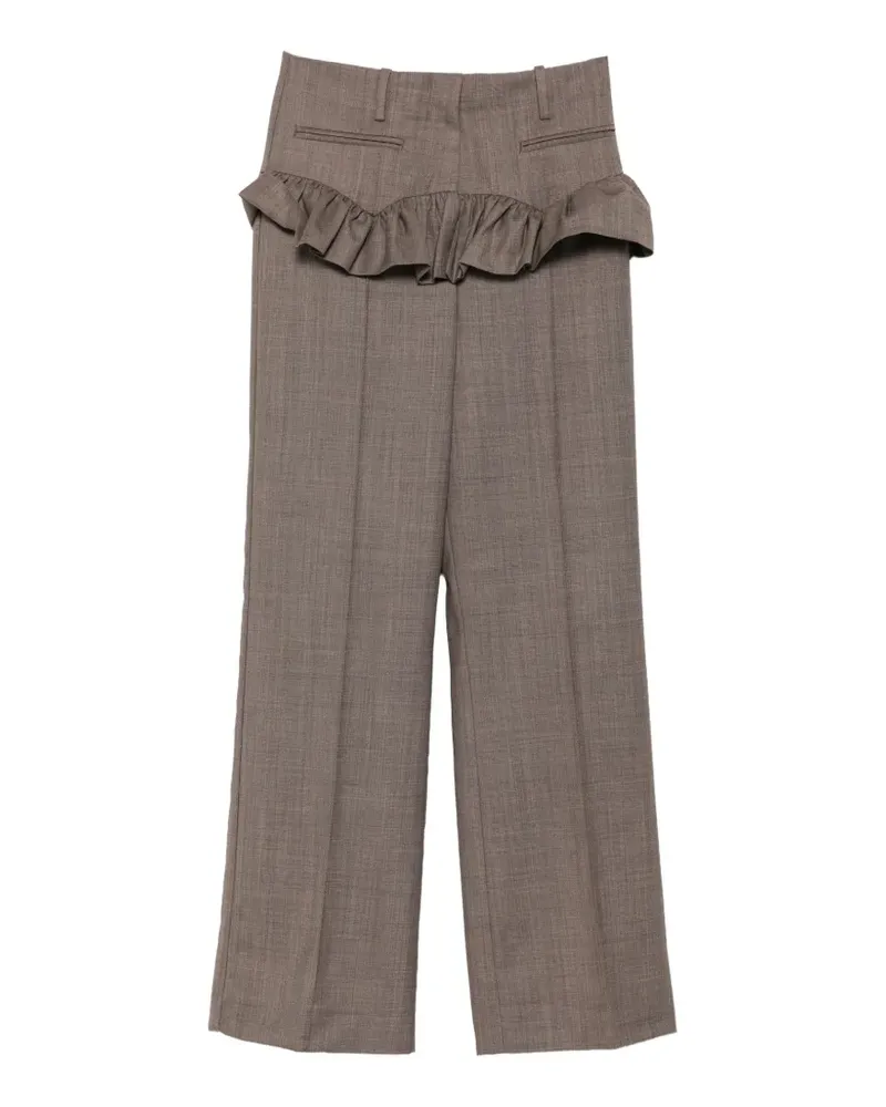 Ganni Melierte Hose mit Rüschen - Braun Braun