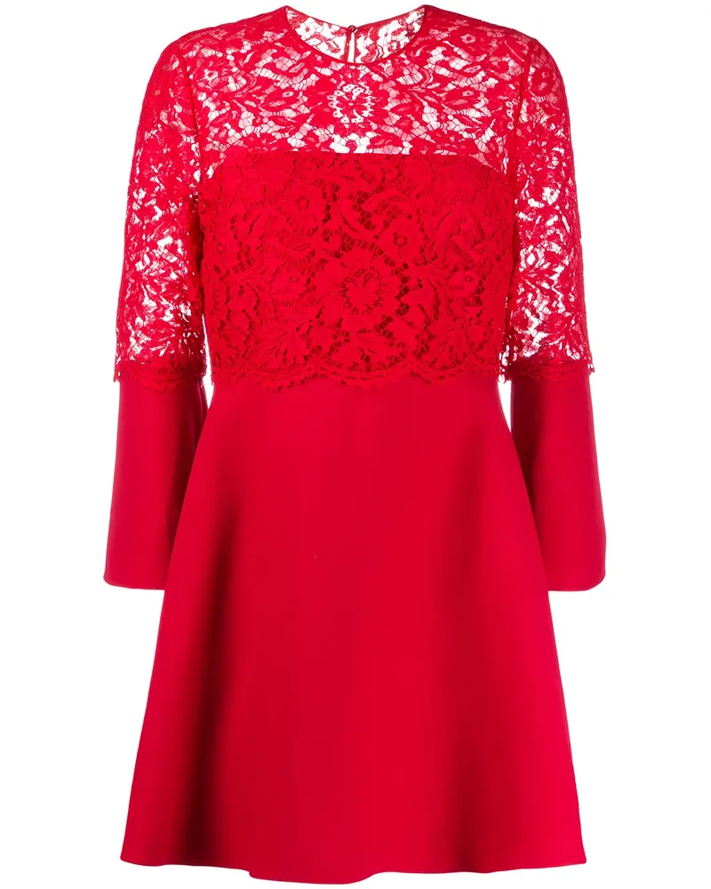 Valentino Garavani Kleid mit Spitzensaum - Rot Rot
