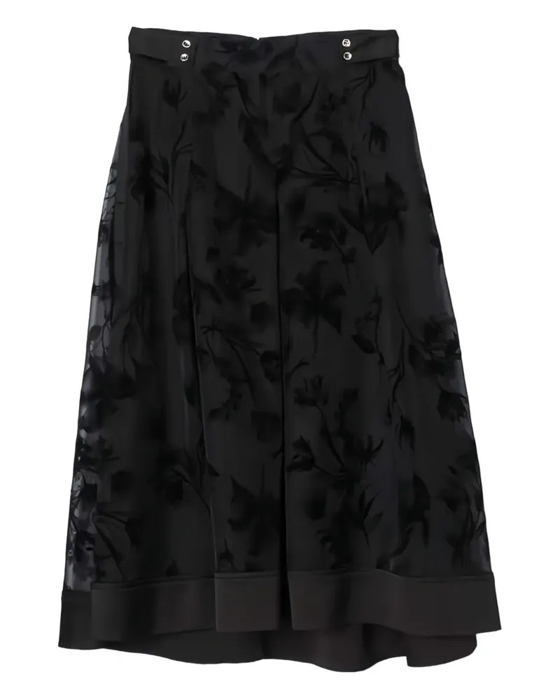 3.1 phillip lim Midirock mit Blumen-Prägung - Schwarz Schwarz