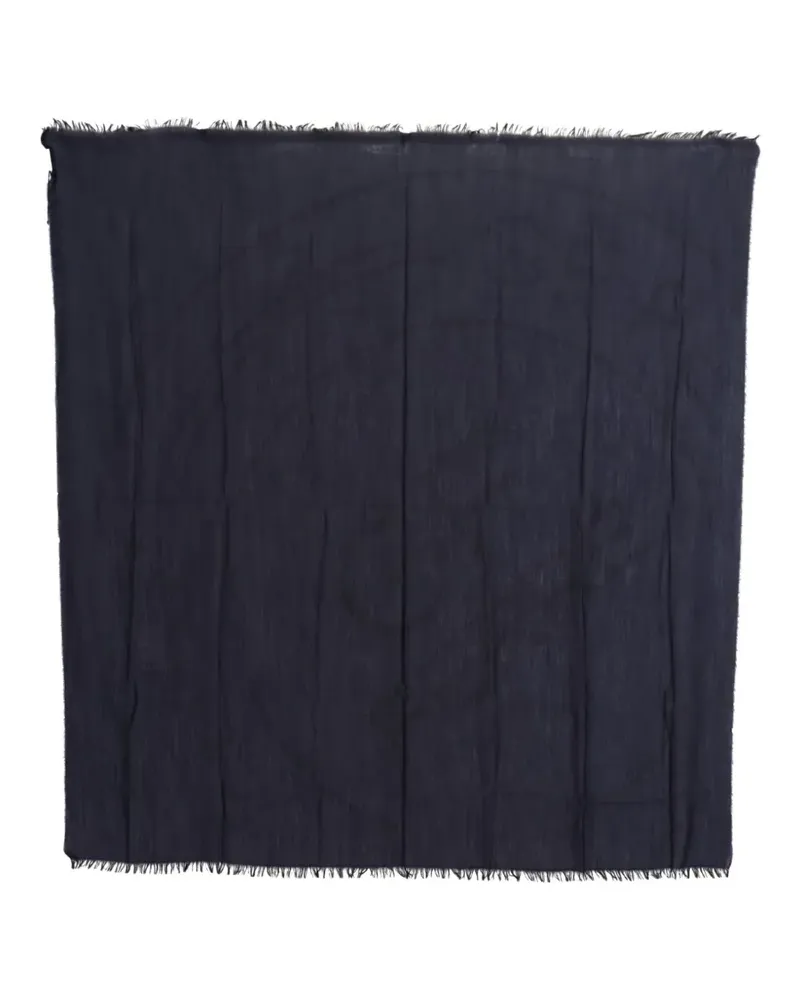 Gianfranco Ferré logo-embossed fringed scarf - Blau Blau