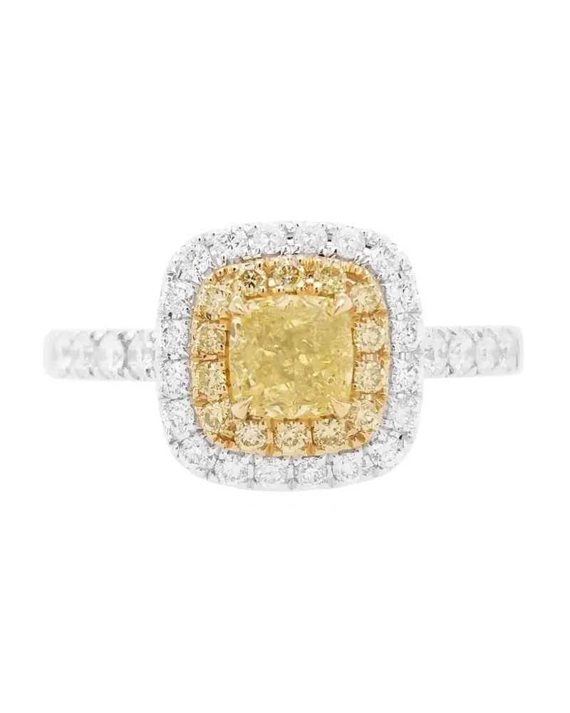 HYT Jewelry 18kt Cushion Weißgoldring mit Diamanten - Gelb Gelb