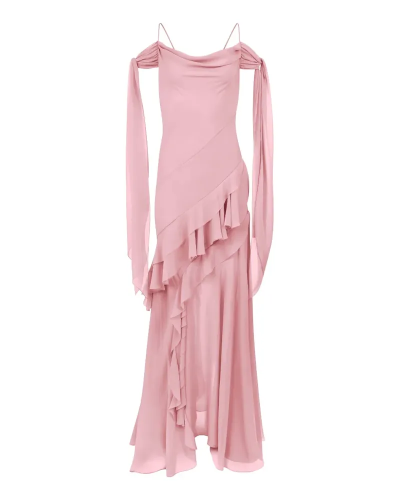 Nina Ricci Gerüschtes Maxikleid aus Seide - Rosa Rosa
