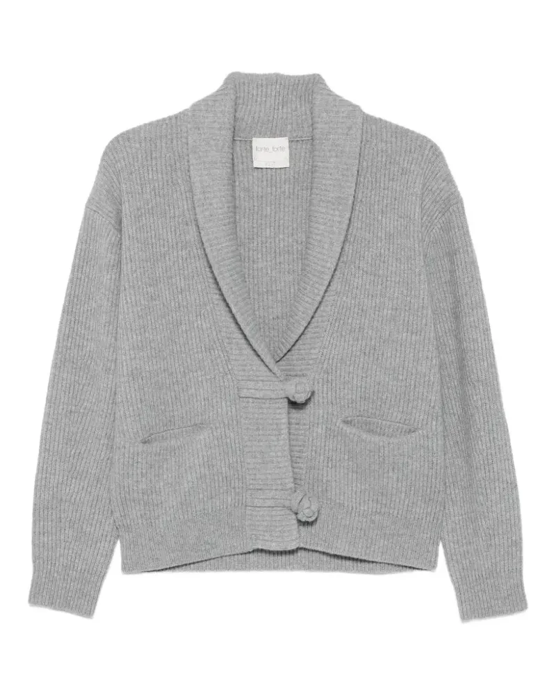 forte_forte ribbed-knit shawl-collar cardigan - Grau Grau