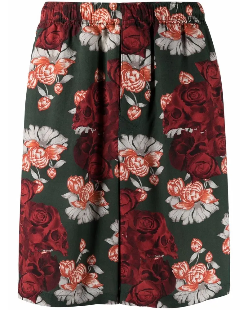 Undercover Shorts mit Rosen-Print - Grün Grün