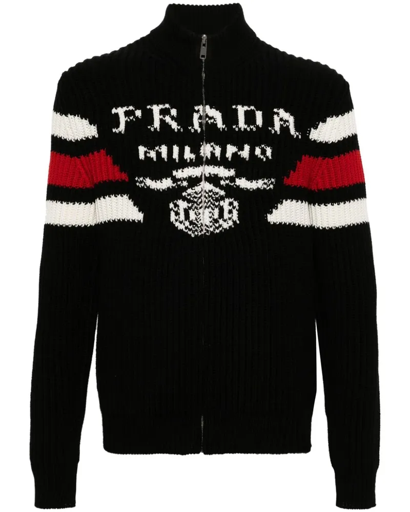 Prada Kaschmircardigan aus Logo-Jacquard - Schwarz Schwarz