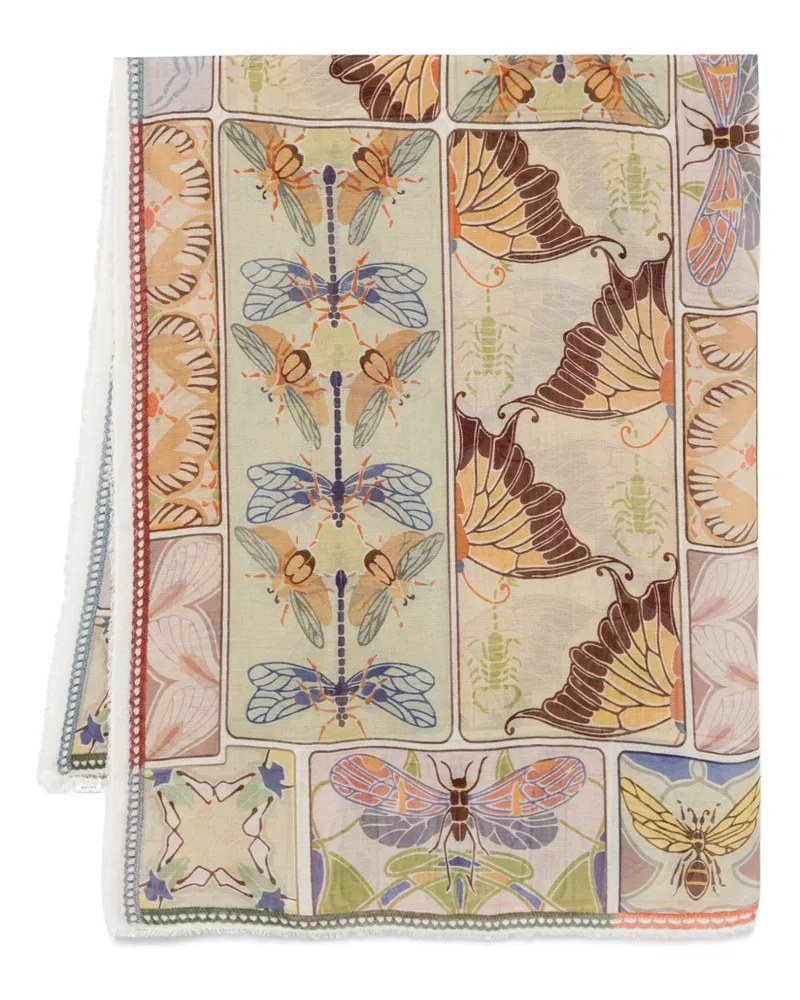 Faliero Sarti Schal mit Schmetterlings-Print - Grün Grün