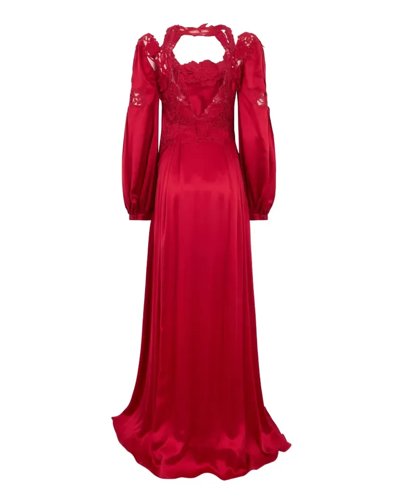 Alberta Ferretti puff-sleeve silk maxi dress - Rot Rot