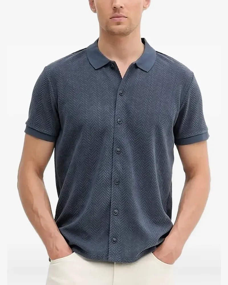 Guess Poloshirt mit Fischgrätenmuster - Blau Blau