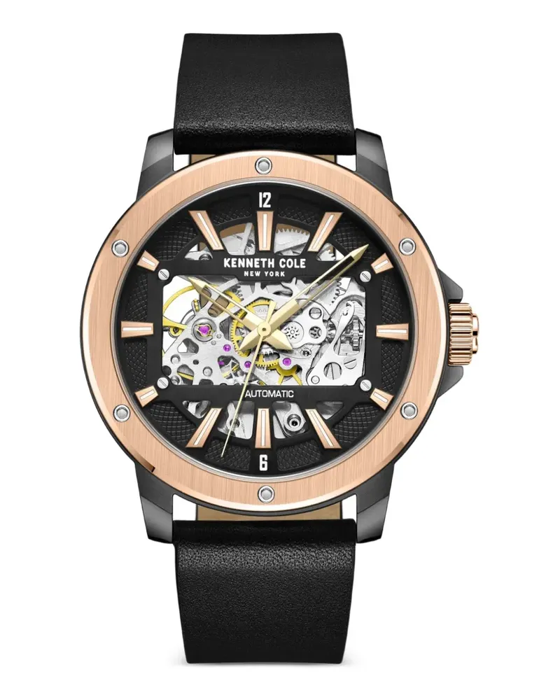 Kenneth Cole skeleton-dial 44mm watch - Schwarz Schwarz