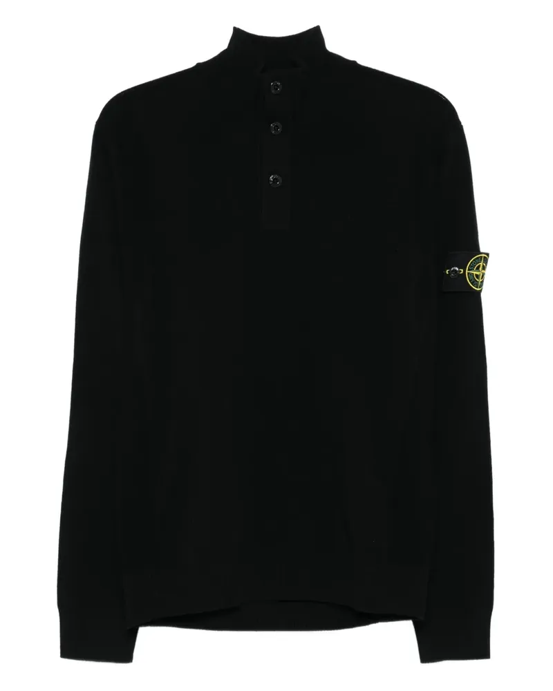 Stone Island Pullover mit Kompass-Patch - Schwarz Schwarz