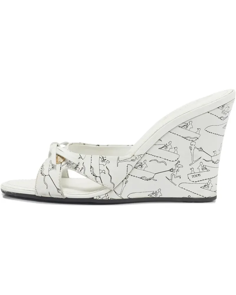 TOD'S bow-detail wedge sandals - Weiß Weiß