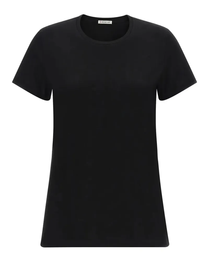 Moncler T-Shirt mit Logo-Patch - Schwarz Schwarz