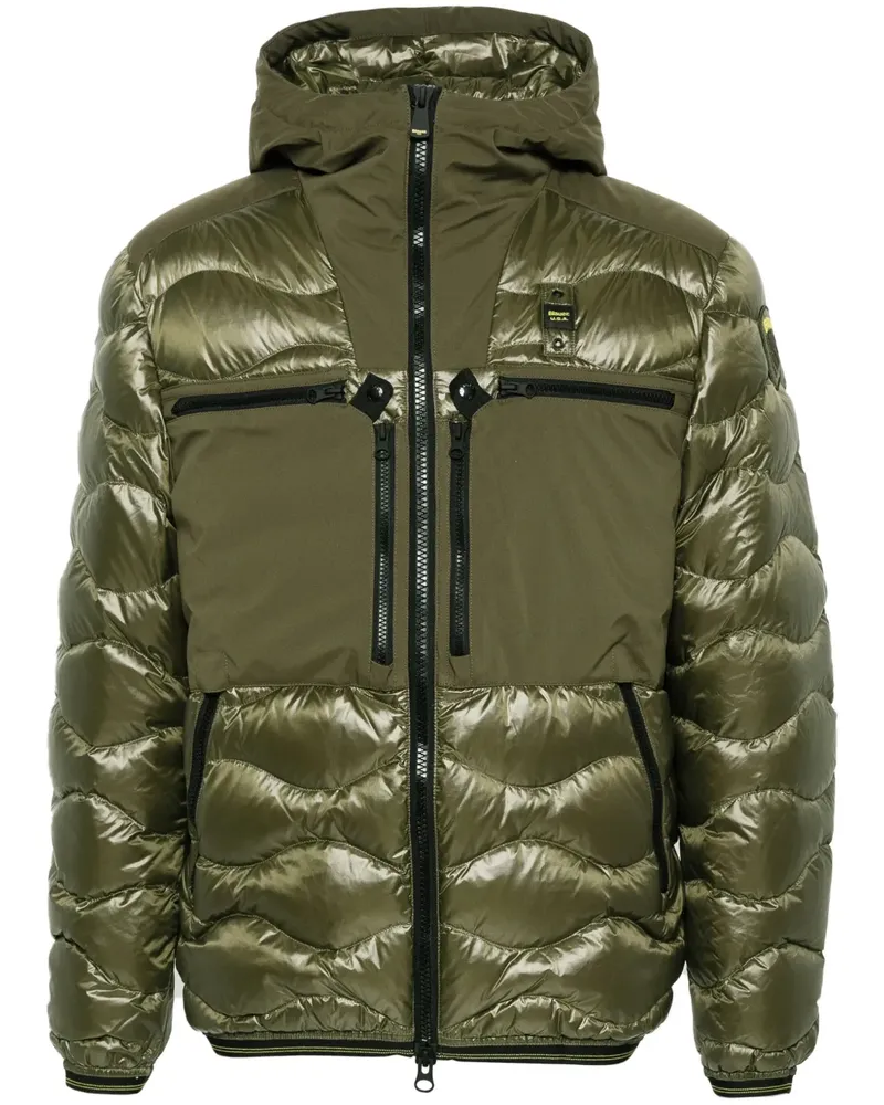 Blauer Gefütterte Kapuzenjacke - Grün Grün