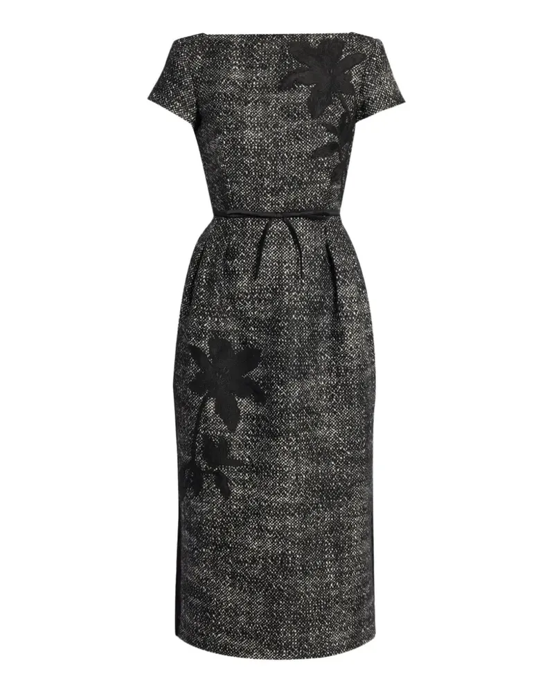 Erdem Midikleid mit Blumenstickerei - Grau Grau