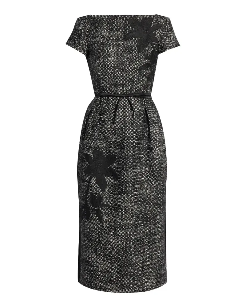 Erdem Midikleid mit Blumenstickerei - Schwarz Schwarz