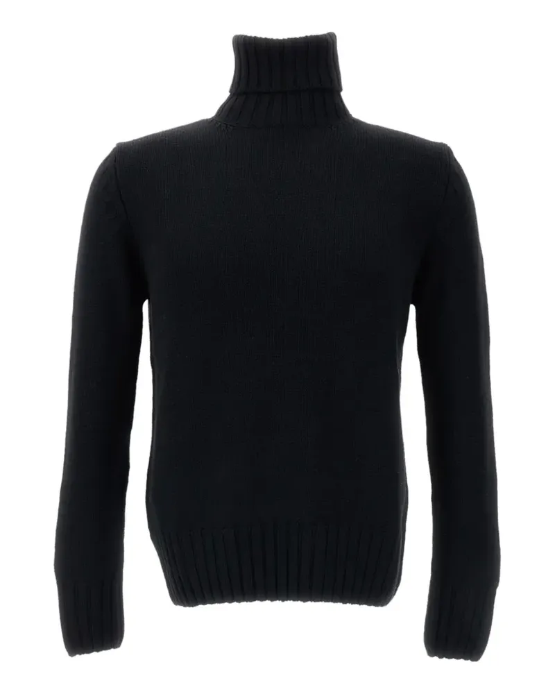 Customer Lovers Gerippter Rollkragenpullover - Schwarz Schwarz