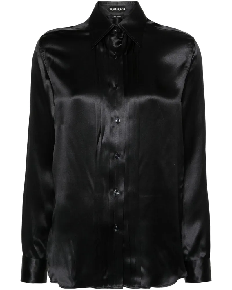 Tom Ford Hemd aus Seidensatin - Schwarz Schwarz