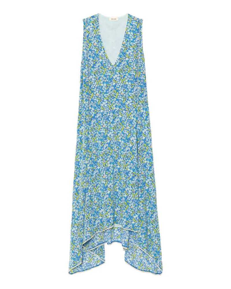 Zadig & Voltaire Rerol floral-print asymmetric dress - Blau Blau