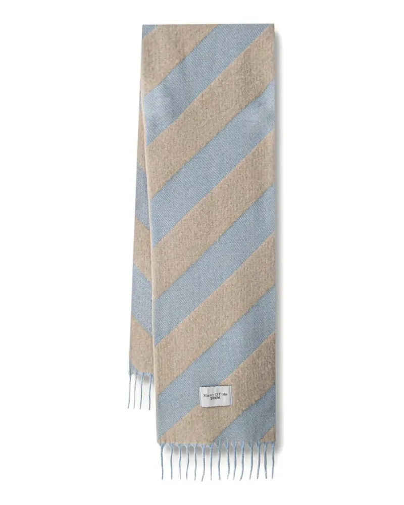 Marc O'Polo diagonal-stripe fringed scarf - Nude Nude