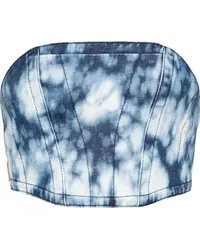 Palm Angels Cropped-Korsett aus gewaschenem Denim Blau