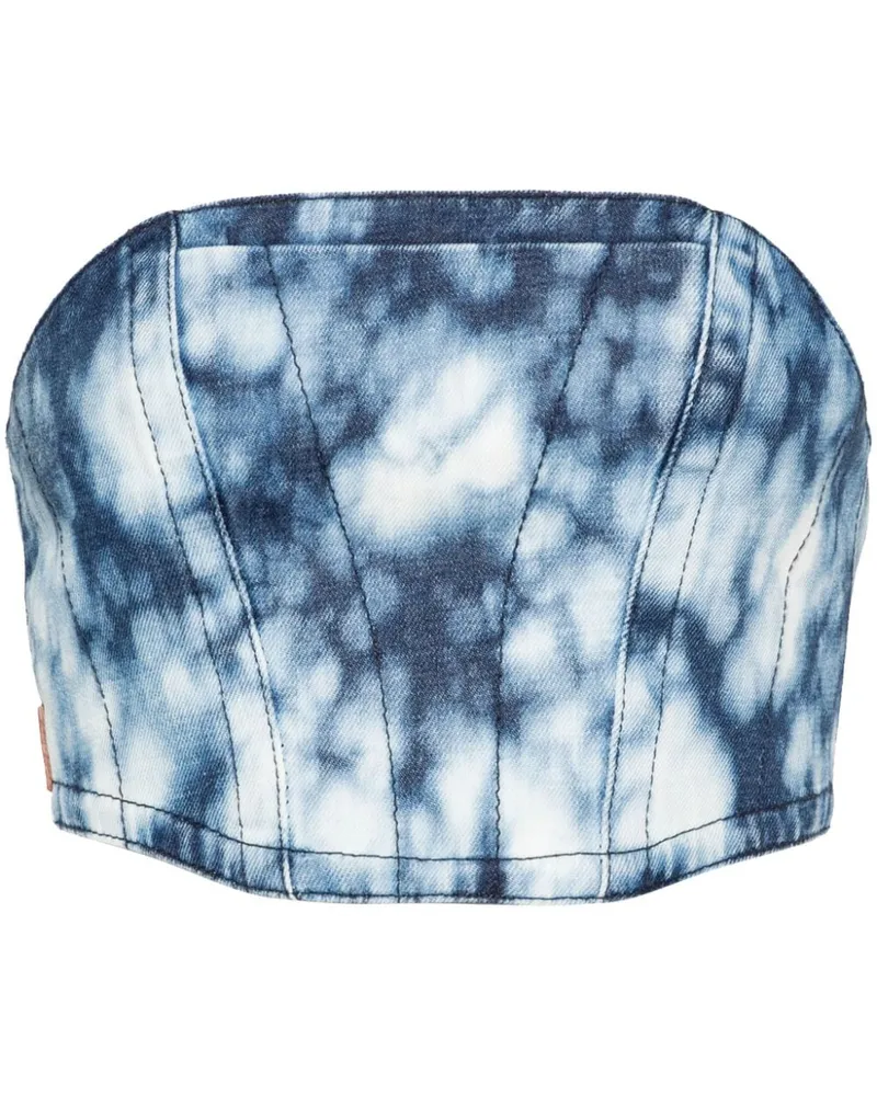 Palm Angels Cropped-Korsett aus gewaschenem Denim - Blau Blau