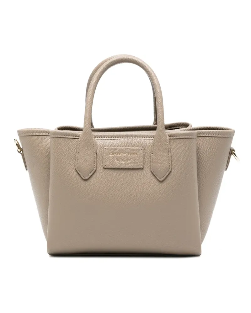 Emporio Armani logo-plaque tote bag - Nude Nude
