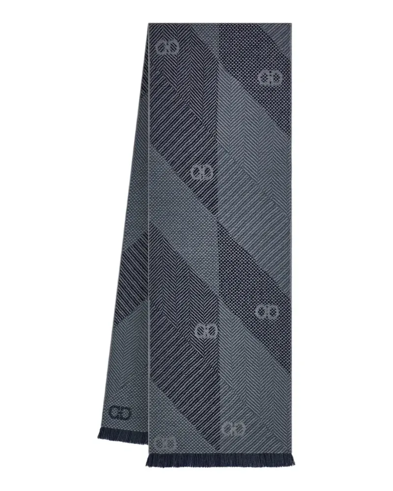 Ferragamo Schal mit Chevron-Motiv - Blau Blau