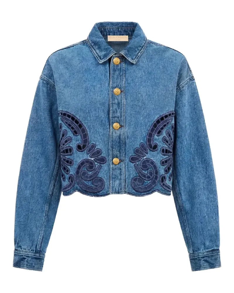 Ulla Johnson Bestickte Cropped-Jeansjacke - Blau Blau