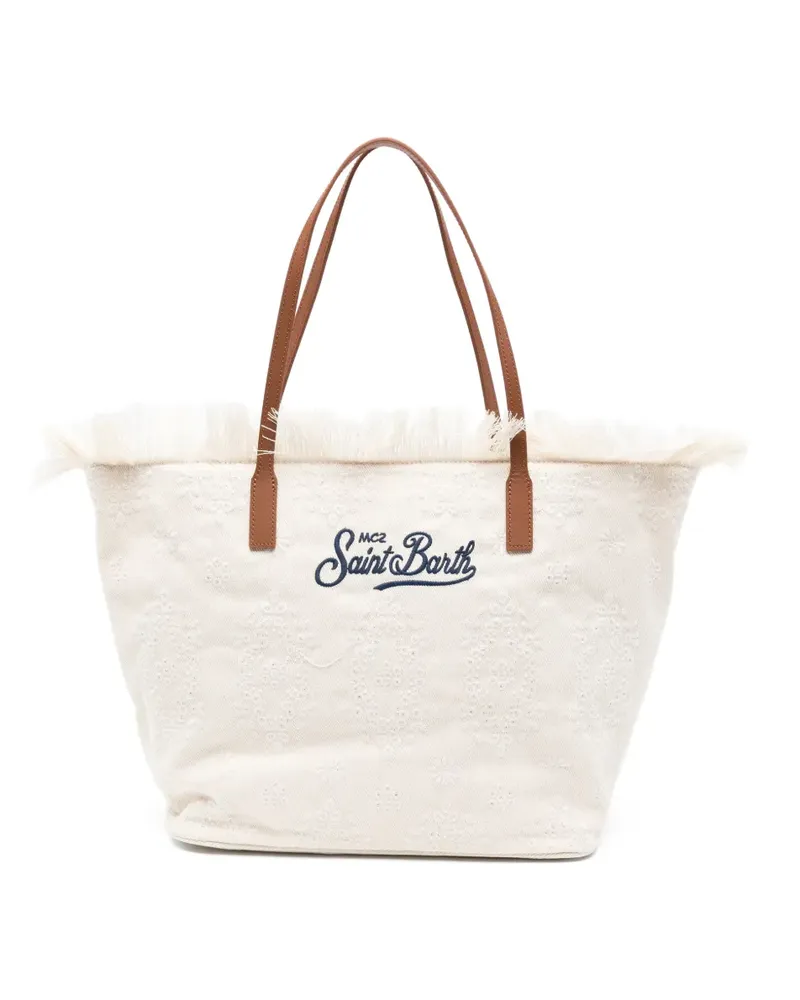 MC2 Saint Barth Fransen-Tote Bag mit Blumenstickerei - Nude Nude