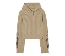 check patch hoodie - Nude
