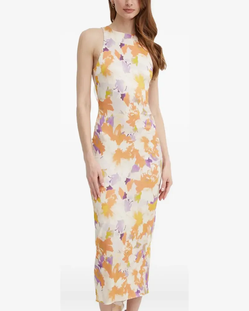 Patrizia Pepe ruffled floral midi dress - Nude Nude