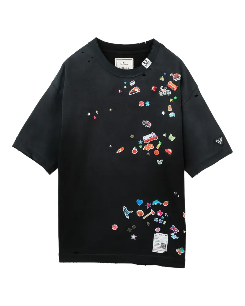 MIHARAYASUHIRO T-Shirt mit Sticker-Print - Schwarz Schwarz