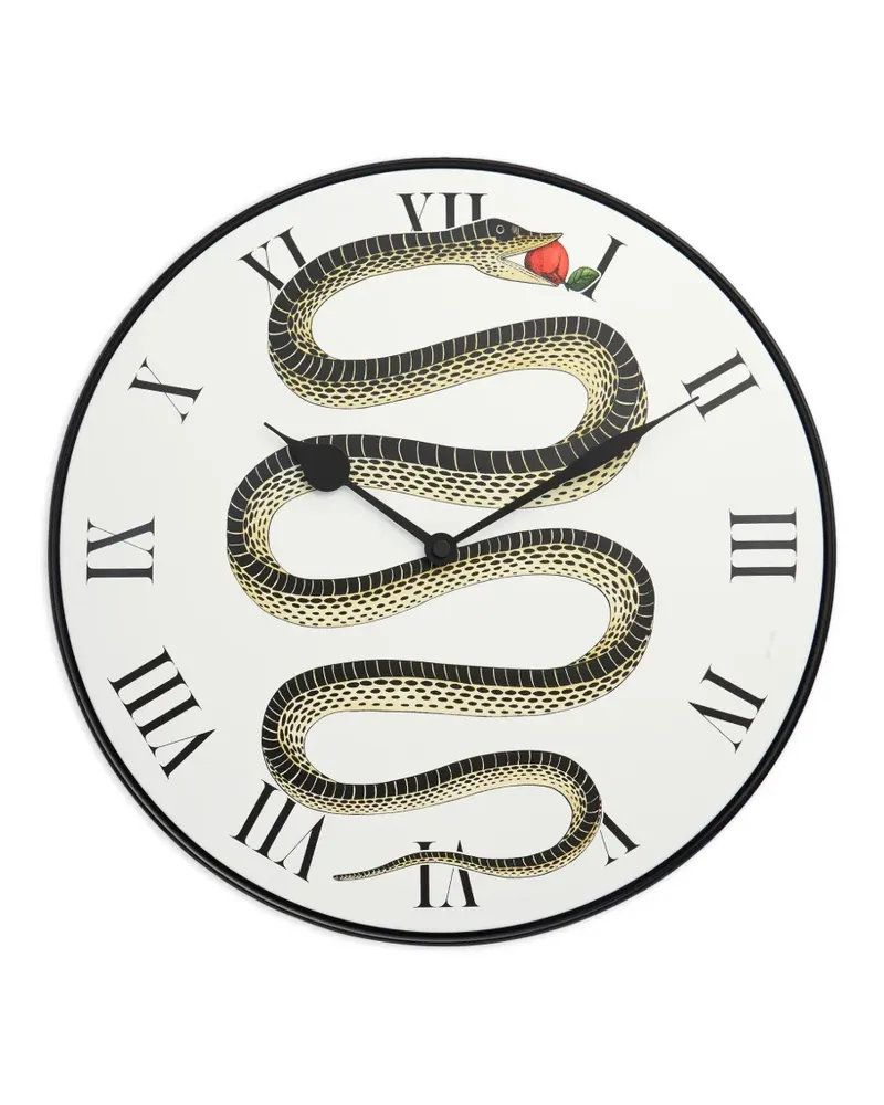 Fornasetti Wanduhr mit Schlangen-Motiv - Weiß Weiß