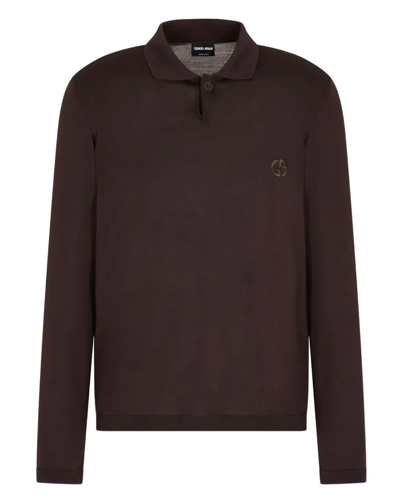 Giorgio Armani logo-embroidered polo shirt - Braun Braun
