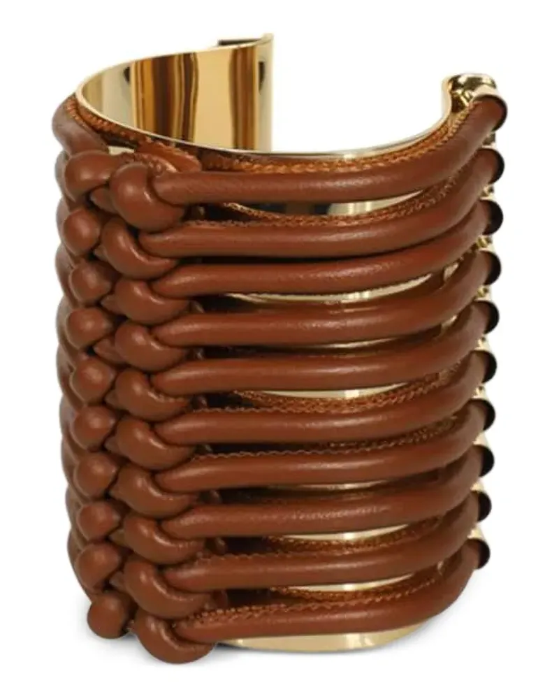 Max Mara Armband mit Ledereinsätzen - Braun Braun