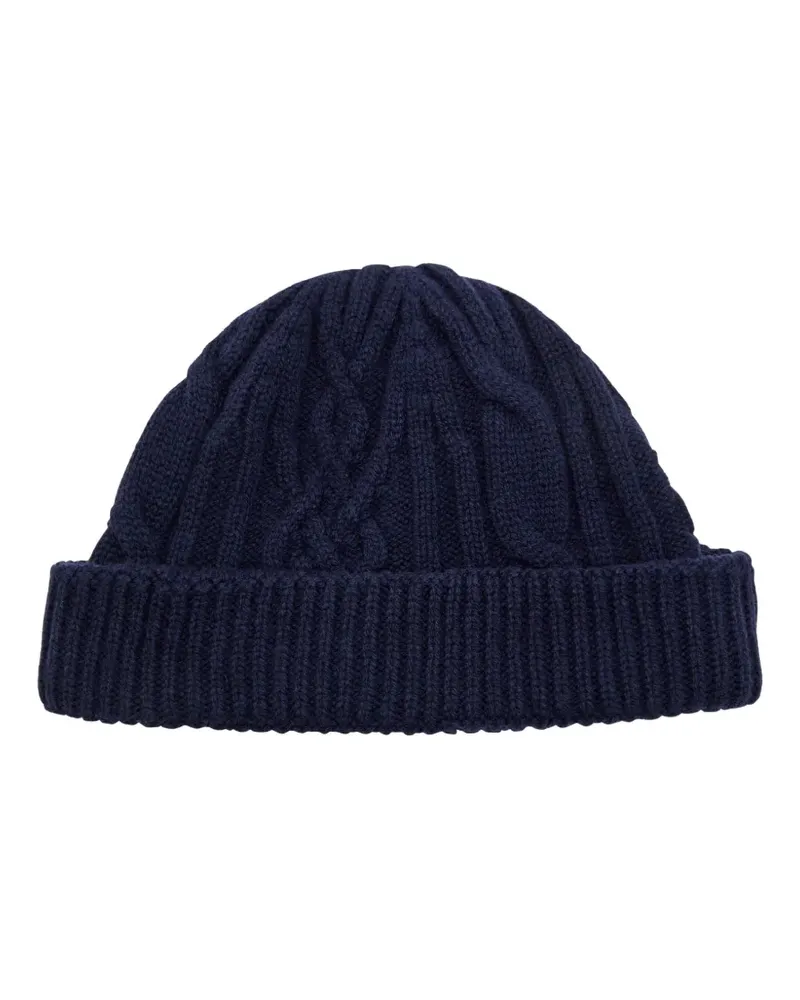 John Smedley Emerya Beanie mit Zopfmuster - Blau Blau