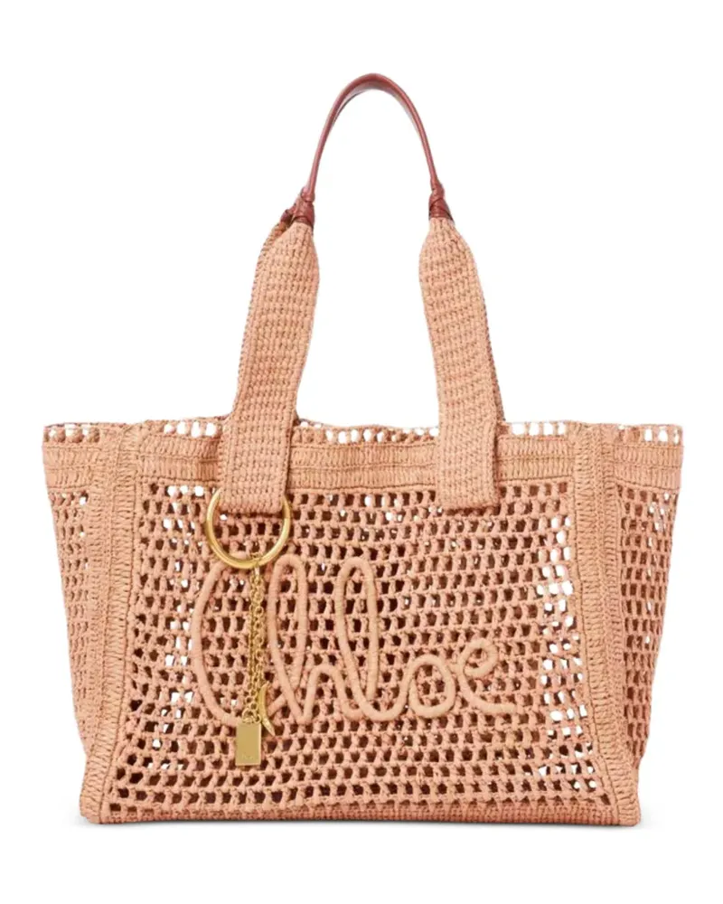 Chloé openwork logo tote bag - Nude Nude