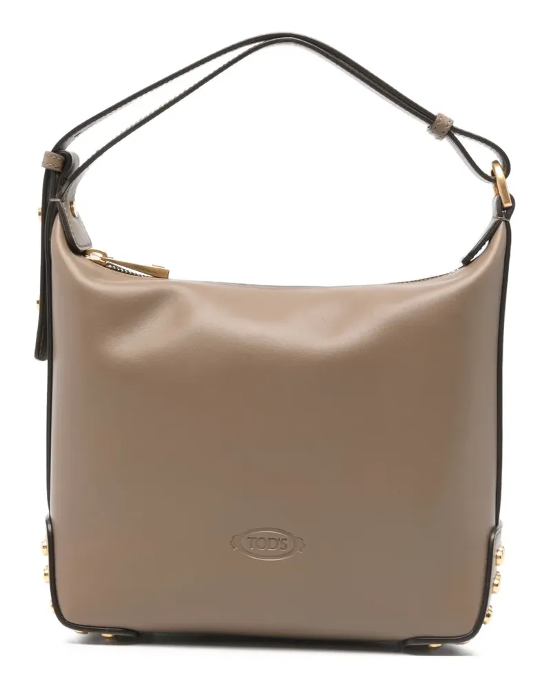 TOD'S medium studded leather bucket bag - Braun Braun