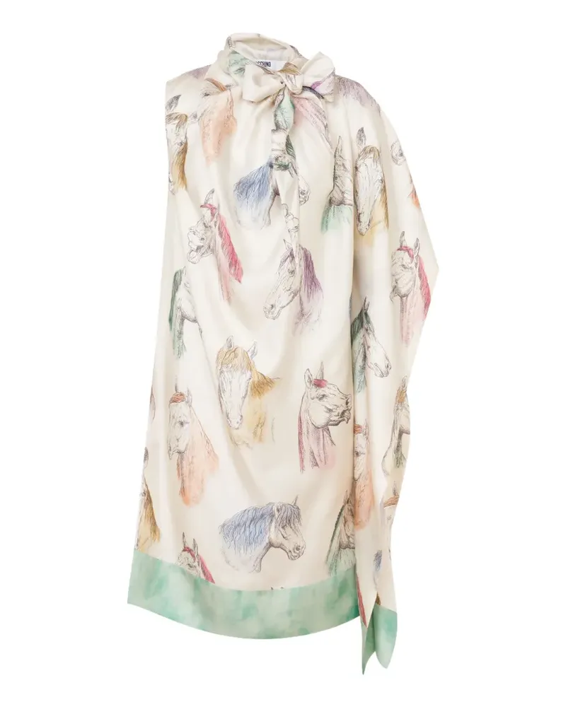 Moschino horse-print silk dress - Nude Nude