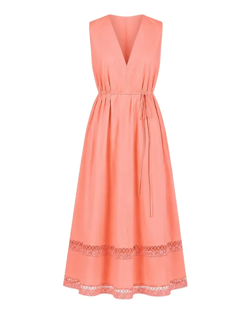 Twin-Set crochet-trim sleeveless midi dress - Orange Orange