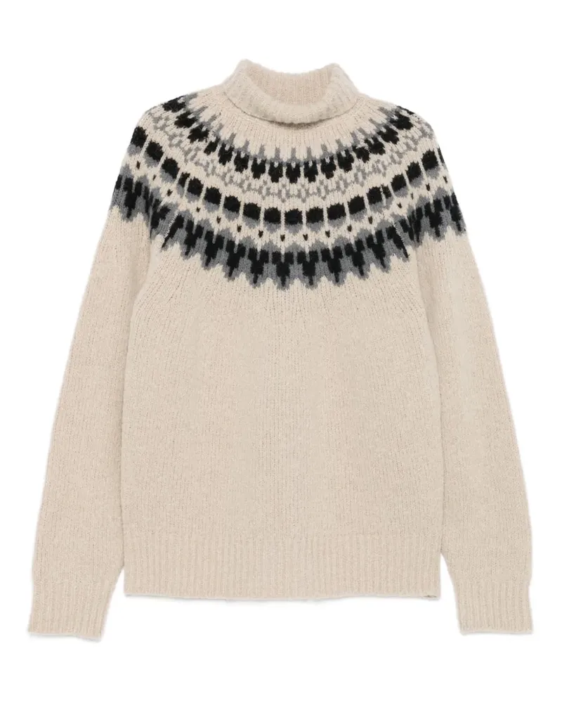 BARENA Gemusterter Rollkragenpullover - Nude Nude