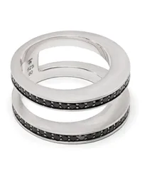 Tom Wood Vault Double Ring mit schwarzem Spinell Silber