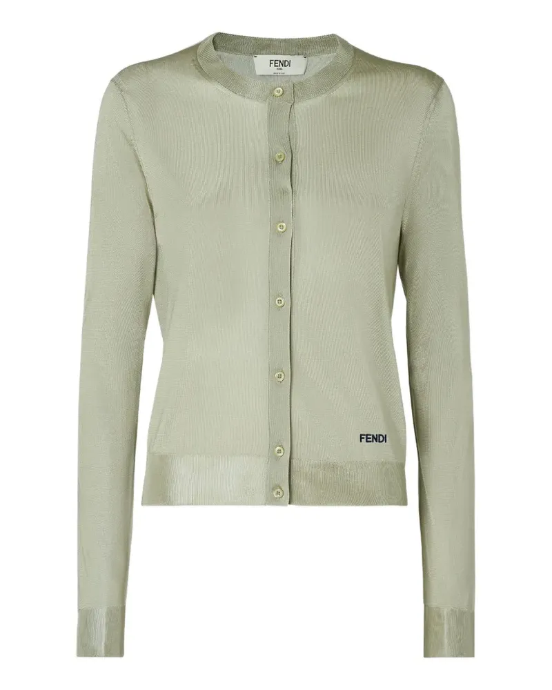 Fendi logo-embroidery cardigan - Grün Grün