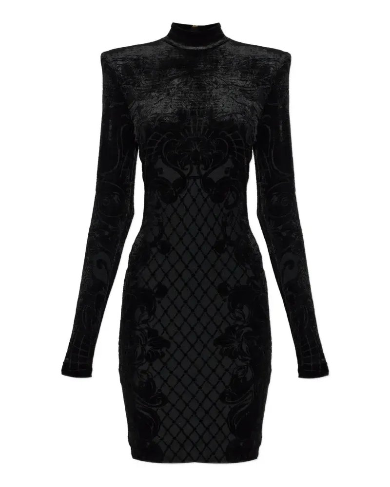 Balmain Samtkleid mit Rollkragen - Schwarz Schwarz