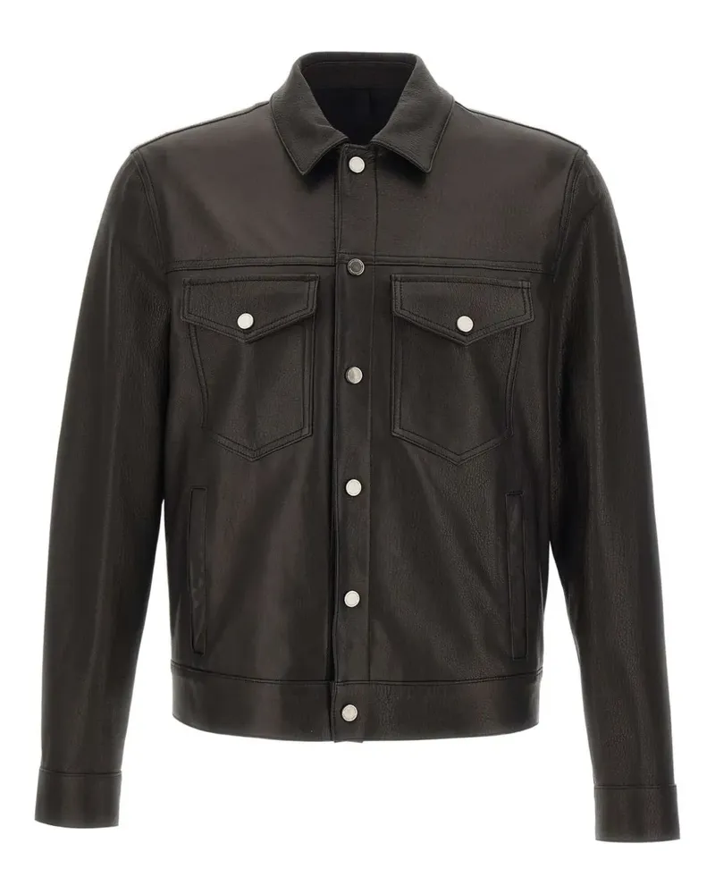 Tagliatore Hemdjacke aus Leder - Schwarz Schwarz